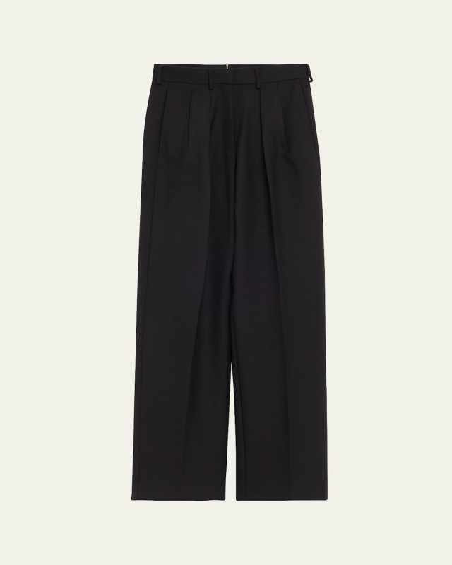 Pleated Wool-Blend Trousers